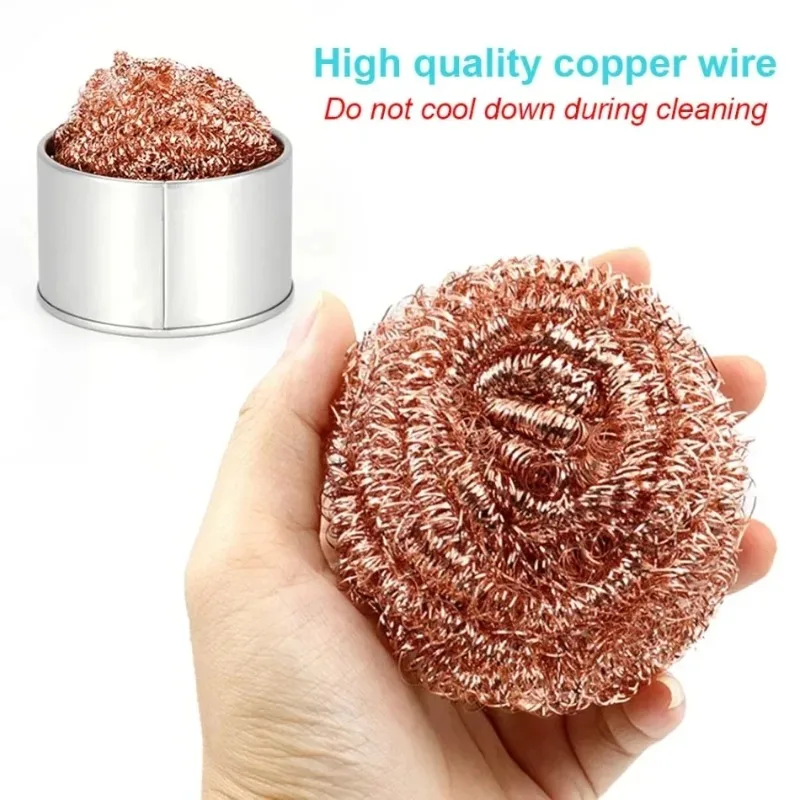 Copper Wire Cleaning Ball for Soldering Irons - Absorbs Excess Solder & Cleans Tips, Reusable De-Soldering Tool with  Steel