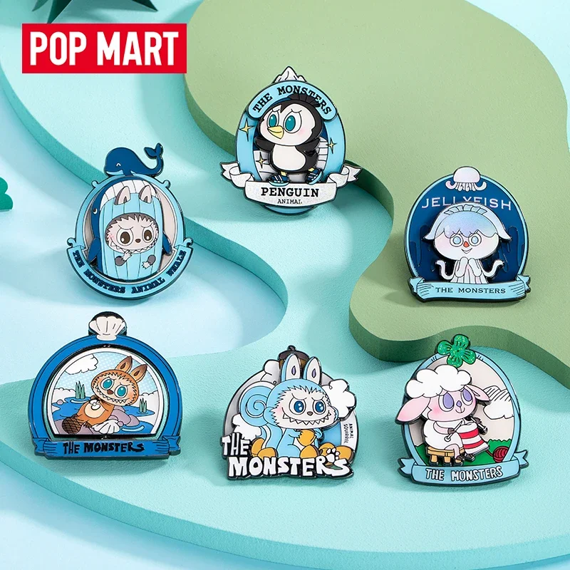 Pop Mart The Monster Labubu Animals Blind Box Badge Action Mystery Figure Frigorifero Spilla Di Aspirazione Magnetica Decorazione Regali