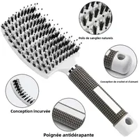 Brosse à cheveux peigne de Massage du cuir chevelu brosse à cheveux poils de sanglier en Nylon femmes humide bouclés démêlant brosse à cheveux Salon de coiffure outil de coiffure 3