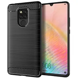 Sleek Carbon Fiber Slim Fit Shockproof Silicone Phone Case Bumper for Mate 20 X (Black)