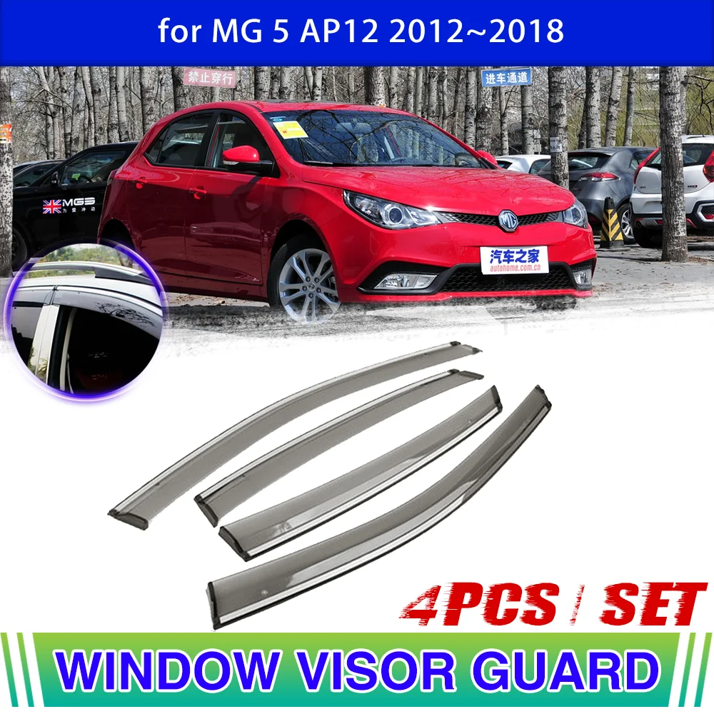 4pcs Car Window Visor for MG 5 MG5 AP12 20122018 2013 Vent Awning Sun Rain Eyebrow Guard Cover
