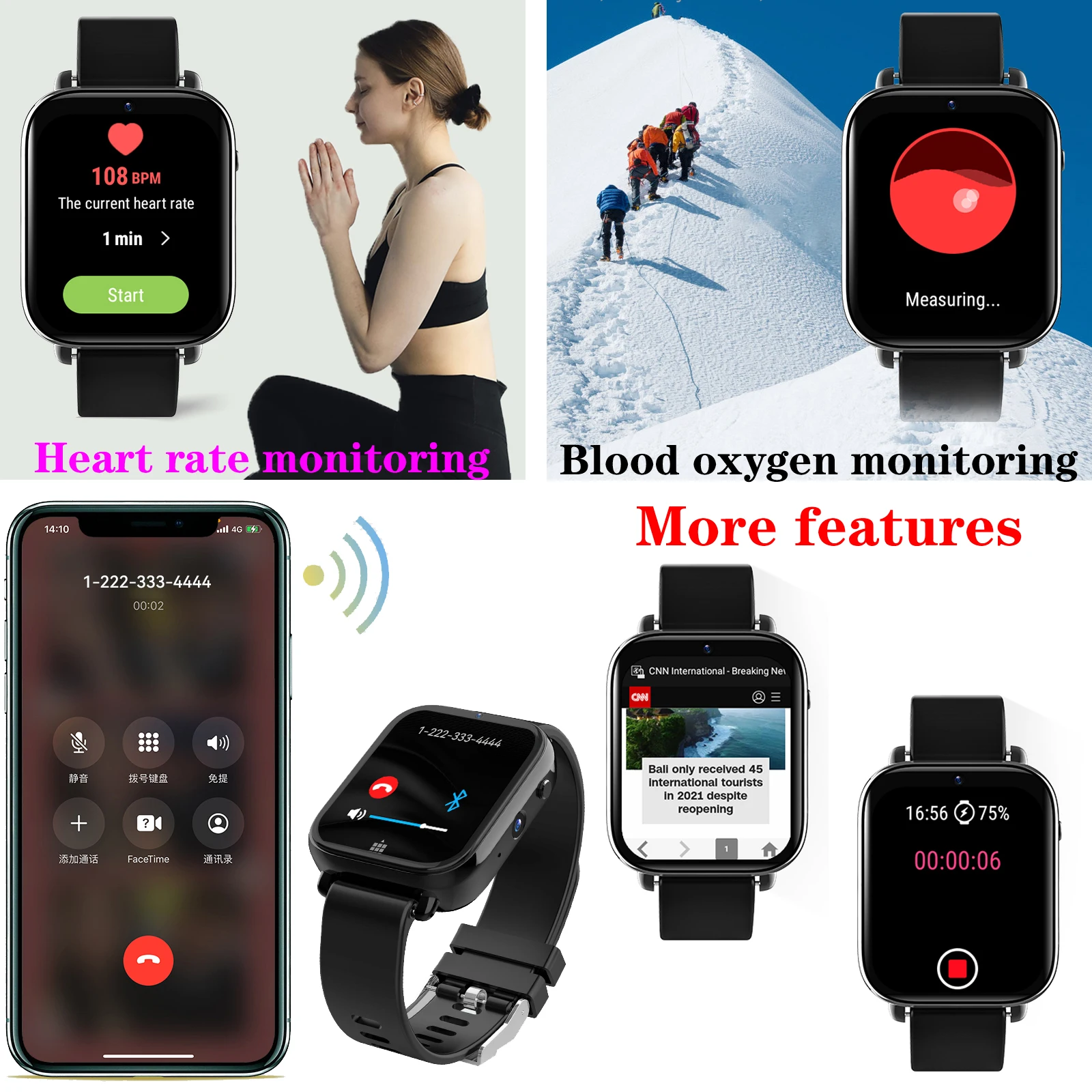 LEMFO Z20 Ʈġ   4G 128G ȵ̵ ð 2023 3ATM  850mah 8MP ī޶ GPS  ѱ    ̺ 1.75 inch 320*385 HD for ȵ̵ IOS