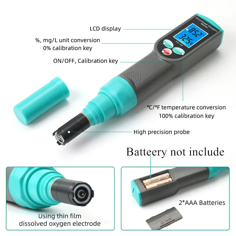 Aquaculture Dissolved Oxygen Meter Range 0-199.9% Water Dissolved Oxygen Meter For Aquarium Fish Tank