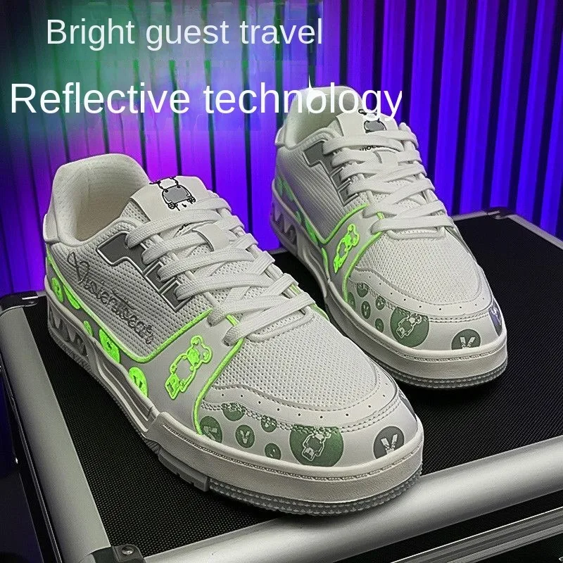 

VIOLENTBEAR Shoes Male sneakers shoes for men with free shipp Mesh men's and women's couple shoes low-top luminous casual shoes