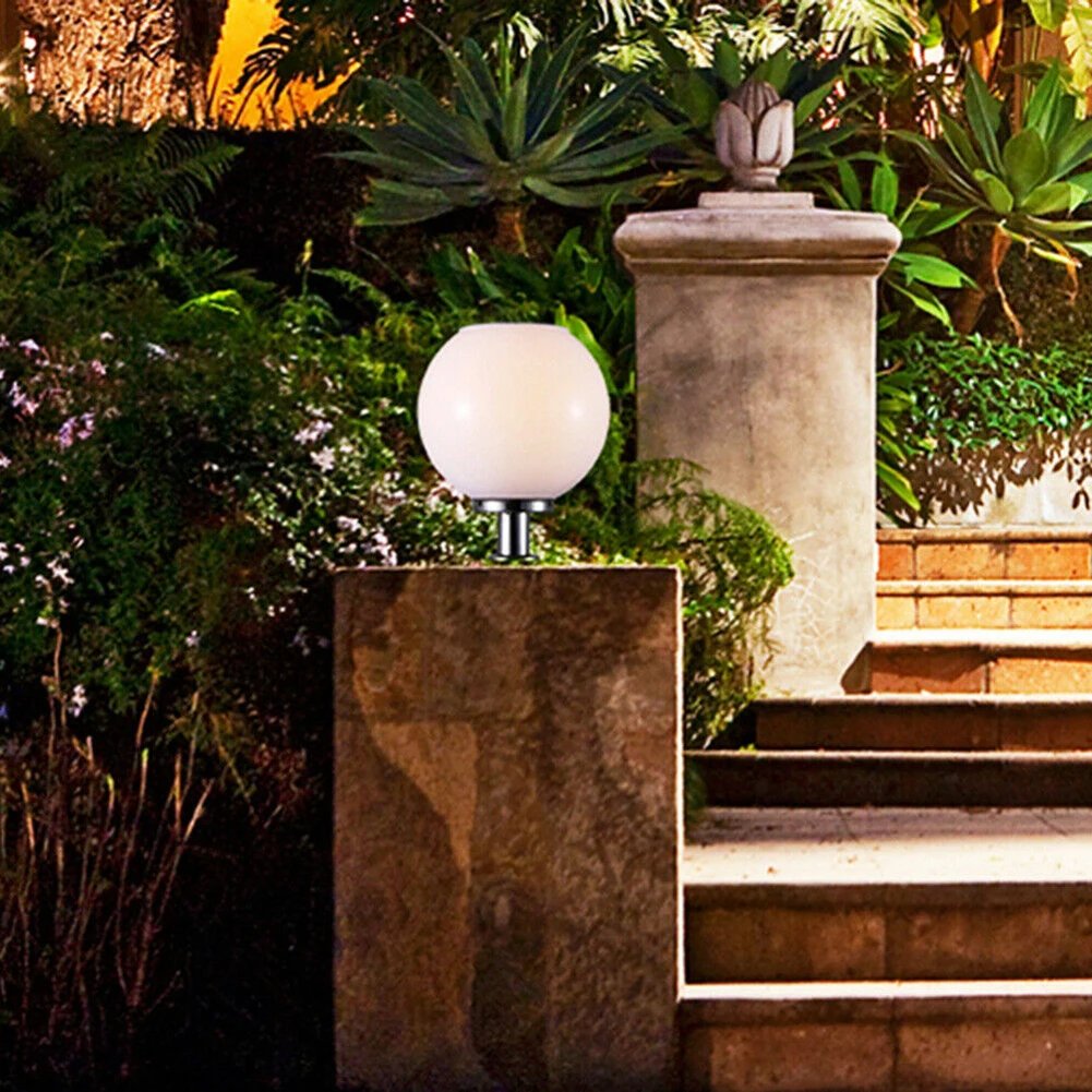 Solar Power LED Acrylic Round Ball Light Home Garden Pathway Wall Pillar Lamp Head Light For Garden Villa Pillar Hotel Decor