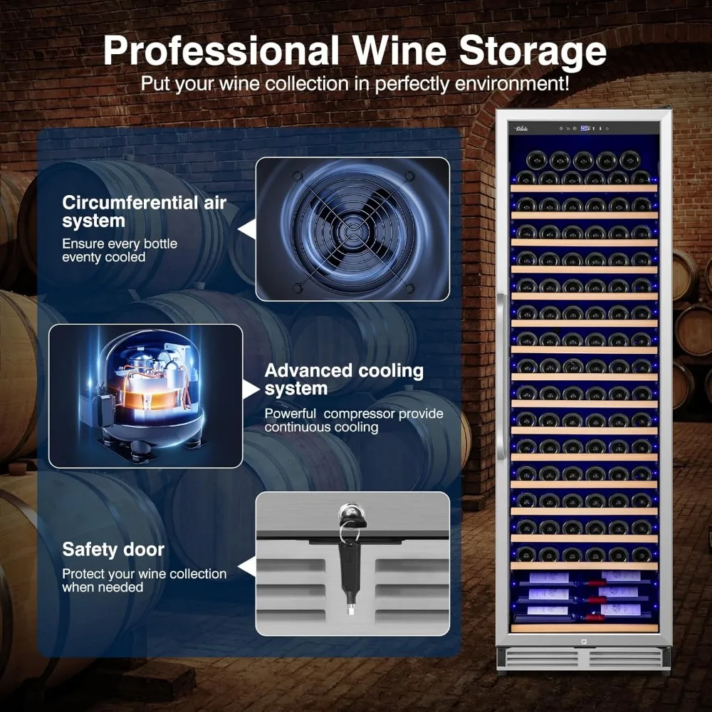 Wine Cooler Refrigerator,with Professional Temperature Control System, Freestanding or Built-in installation, Quiet Operation 2