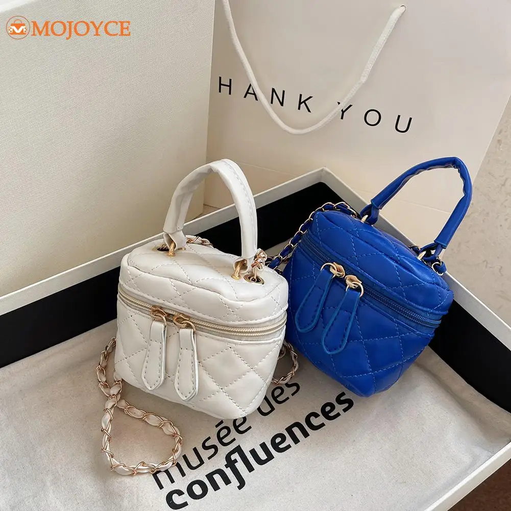 Luxury Women Quilted Mini Kawaii Cute Bucket Shape PU Leather Crossbody  Sling Bag Female 2022 Lingge Shoulder Bags Handbag Purse