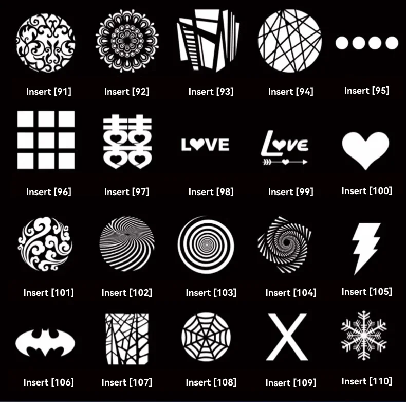 OT1 Graphic Cards for Snoot Optical Condenser Background Projection Graphic 10pc