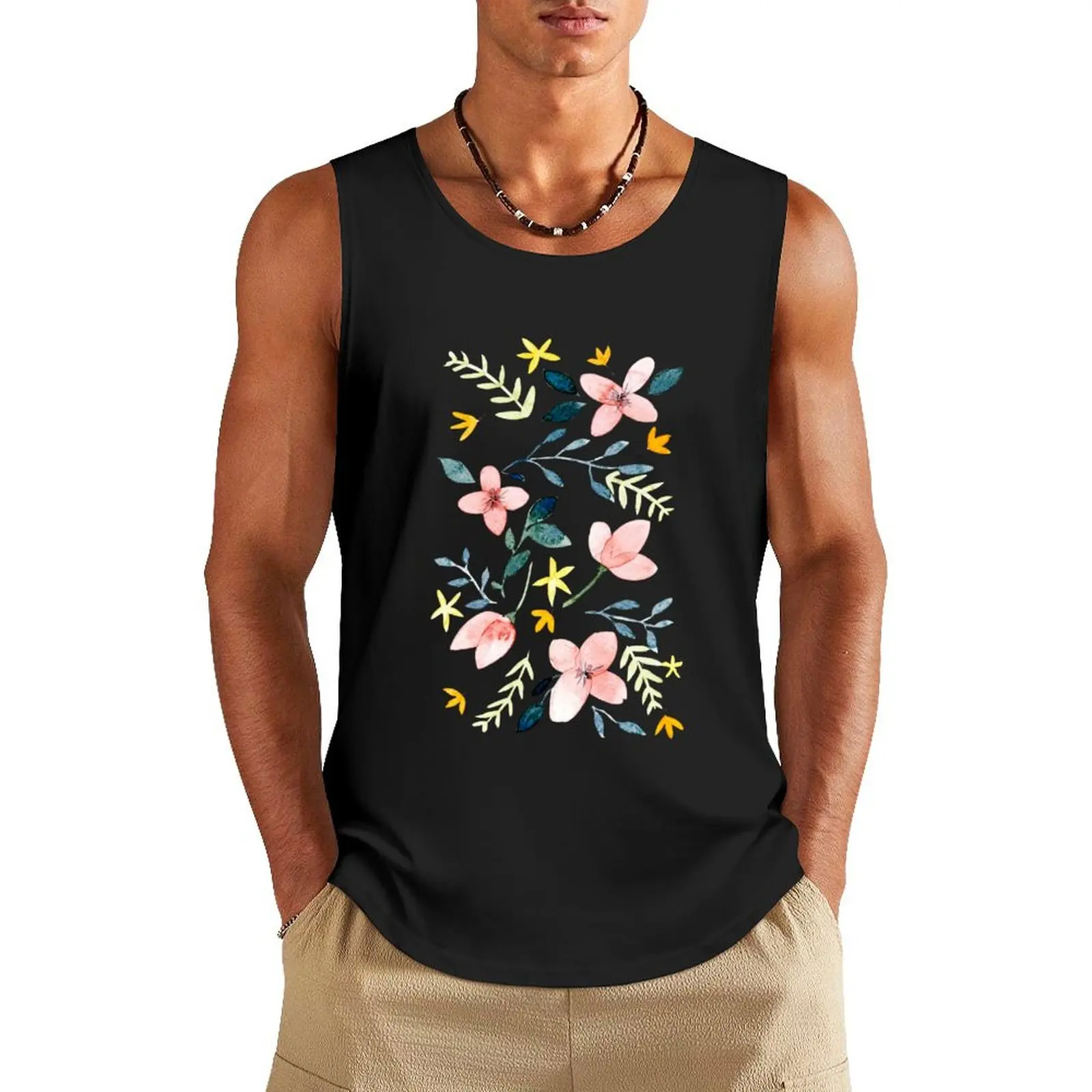 

Watercolor Flowers Tank Top sleeveless man shirts gym clothing