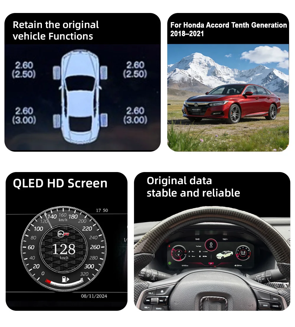 Digital Instrument Cluster For Honda Accord Tenth Generation 2018–2021 iOS Carpl