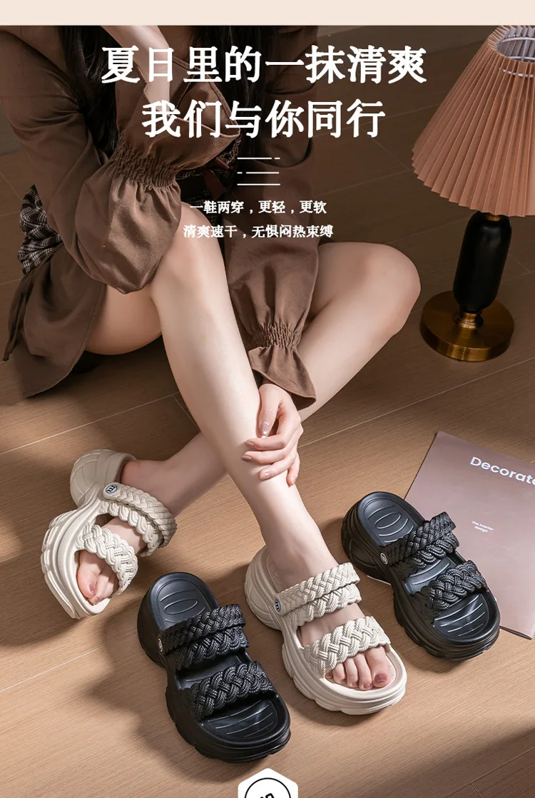 Shevalues Mode Damen Hausschuhe Outdoor Sommer Neue Strandrutschen EVA Leichte Hausschuhe Plattform Offene Zehen Damen Sandalen – Detail 2