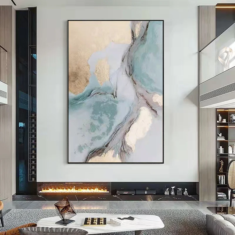 

Gold Foil Decorative Painting Living Room Sofa BBackground Wall Hanging Painting Modern Art Hand-painted Abstract Oil Painting