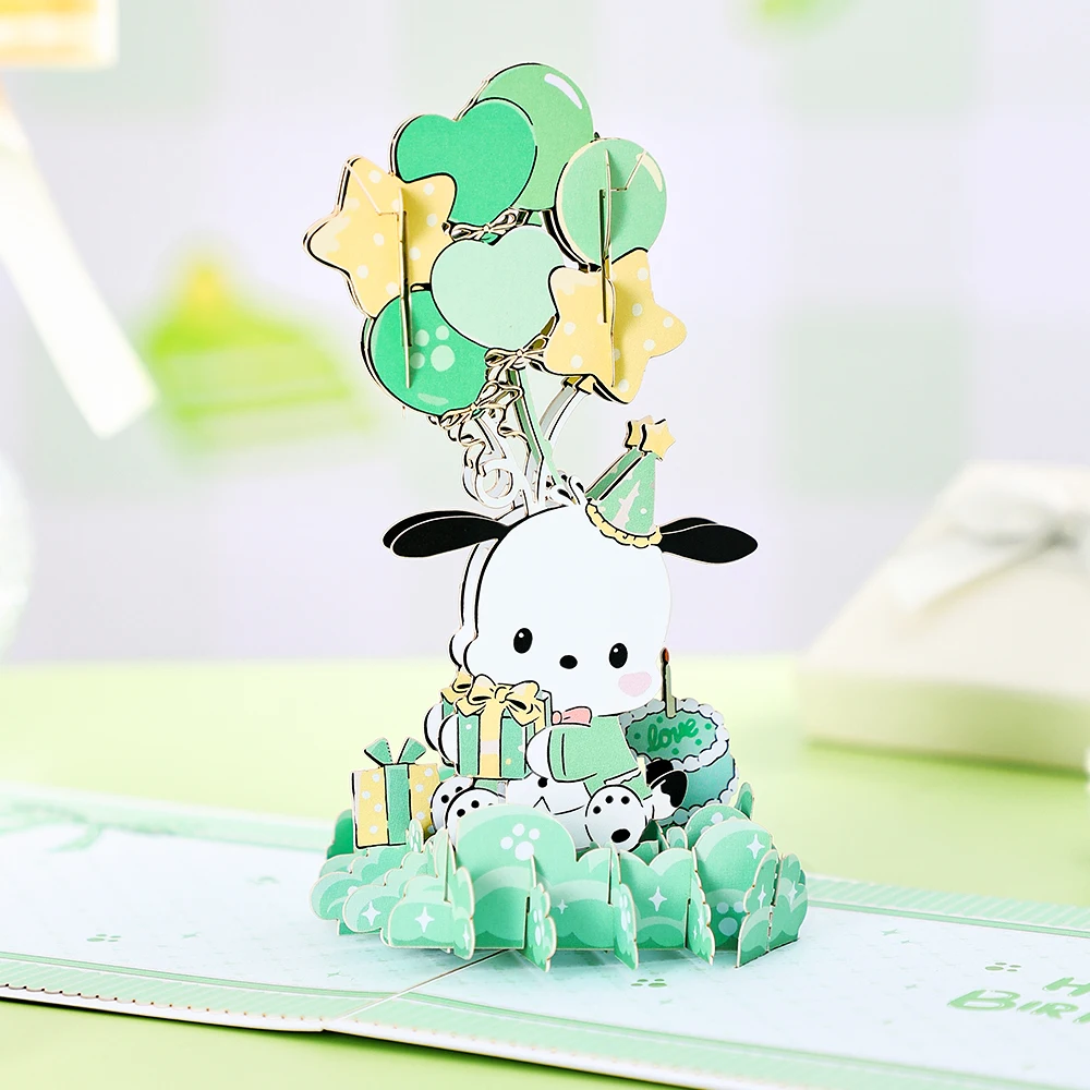 Sanrio Happy Birthday Card Melody Kuromi Hello Kitty POCHACCO 3D Pop Up Greeting Card 3D Cards Birthday Cards for Kid Girlfriend
