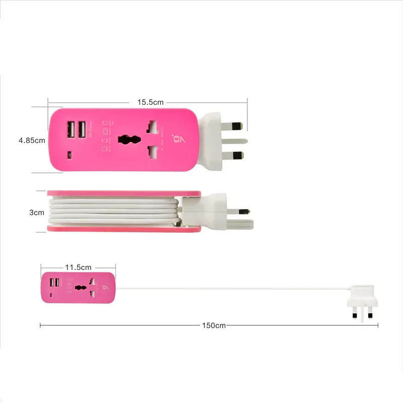  Ƽ USB ޴ ͽټ  2 ,  ÷, 1.5m ̺, AC   , USB Ʈ  
