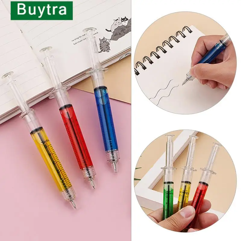 

1pc Injection Type Red Blue Color Ball Point Pen Doctor Nurse Gift Liquid Pen Transmission Syringe Pens