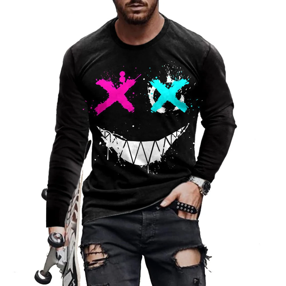 

Funny XOXO Print Long Sleeve T-shirt Hip Hop Trend Harajuku Vintage Clothes Fashion Cotton O-neck Tops Oversized T Shirt For Men