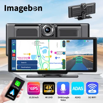 Imagebon 10.26 "4K ADAS Wireless CarPlay e Android Auto Dashcam 5G WiFi Visione notturna Navigazione GPS AI Controllo vocale Auto DVR