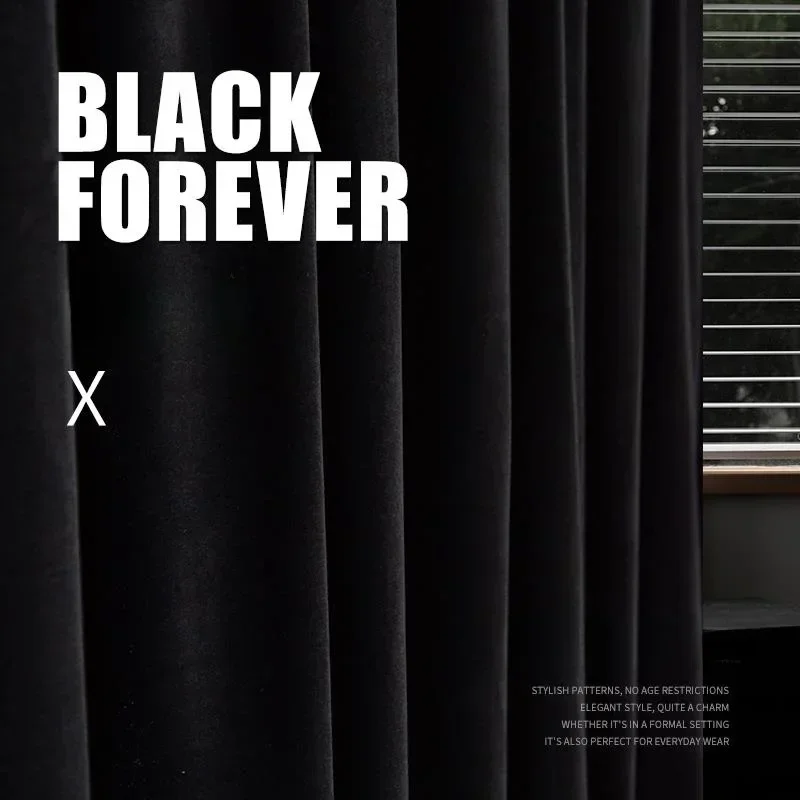

Black Velvet Curtains for Living Room Bedroom Light Luxury Full Shading Sunshade Velvet Fabric Solid Color Mink Velvet