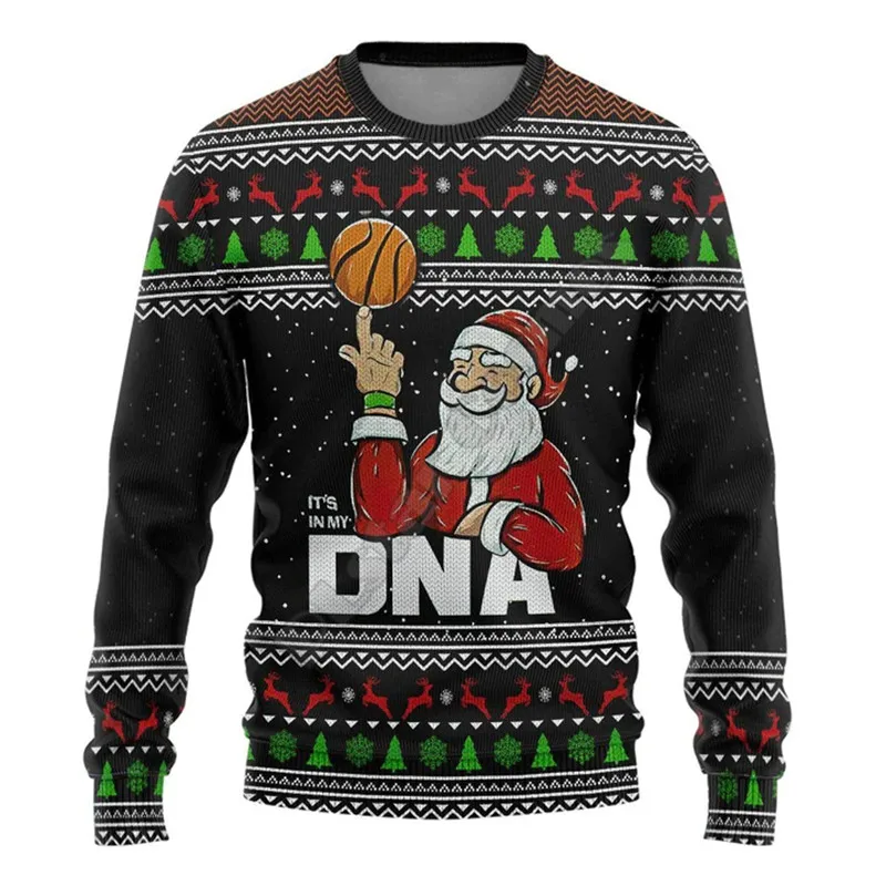 Santa Claus 25 Basketball Christmas Ugly 3D All Over Printed Hoodies Streetwear Women For Men Sweater/Sweatshirt/Zipper Hoodies