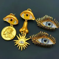 Personality Eyes Stud Earring Devil's Eye Nose Portrait for Women Jewelry Brass European Court Style Retro 1