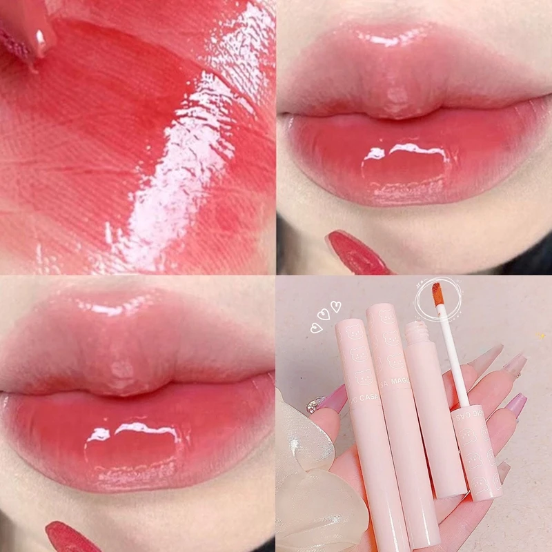 

Mirror Jelly Lip Gloss Waterproof Lasting Moisturizing Sexy Red Liquid Lipstick Women Plumping Lip Glaze Makeup Cosmetics 1 Set