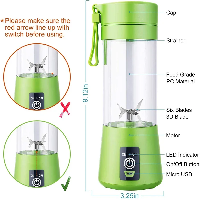 Fruit Juicer Food Blender Portable Blender USB Mixer Electric Juicer Machine Smoothie Blender Mini Food Processor Personal Lemon Squeezer Orange Juicer