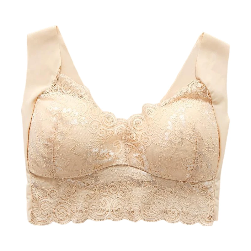 1 Piece Women Lace Bra Camisole Underwear Bue L XL XXL Breathable V Neck Gather Up Soft Comfortabl Casual