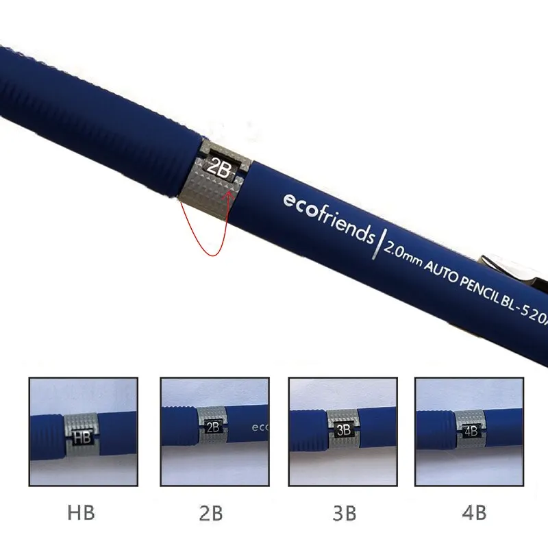 2.0mm Mechanical Pencil Set 2B Automatic Pencils With Black Lead Refills For Writing mechanical pencil set