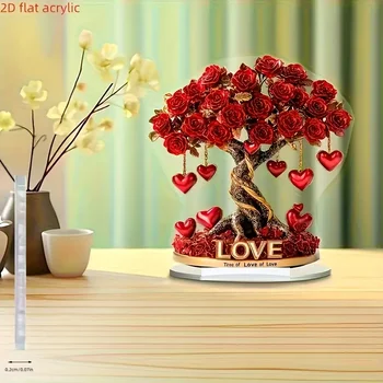 Crystal Heart Rose Tree Decor 1
