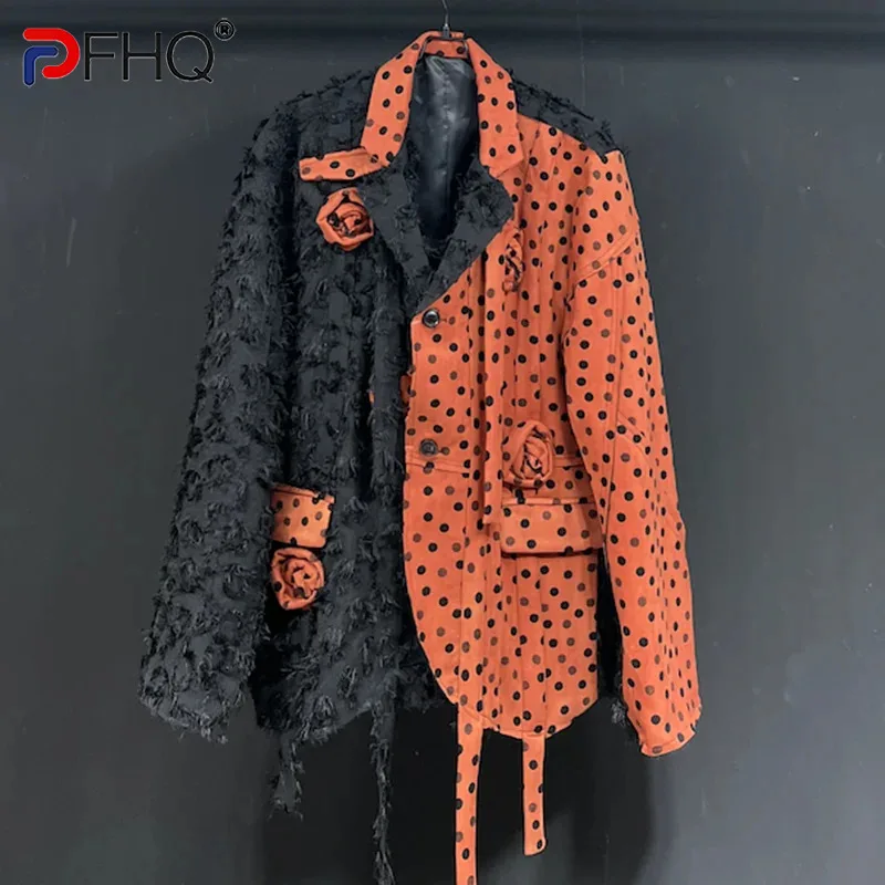 

PFHQ Men's High Quality Blazers Tide Contrast Color Temperament Heavy Industry Flowers Art Creativity Autumn Suit Coat 21Z3044