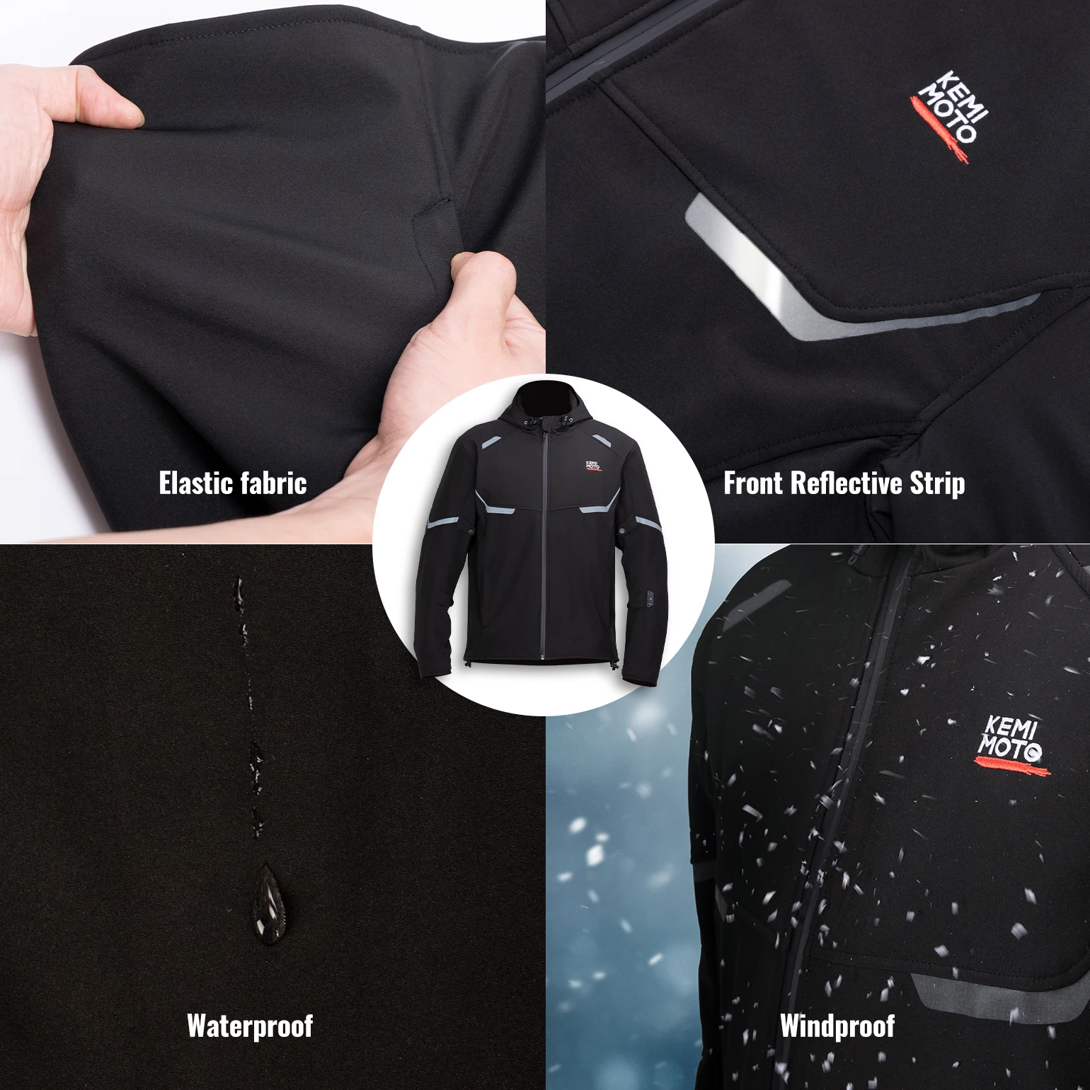 KEMIMOTO Motorcycle Jacket Men Heated Jacket Waterproof EVA Protective Gear 20000mAh Safety Battery for Winter Outdoor Riding