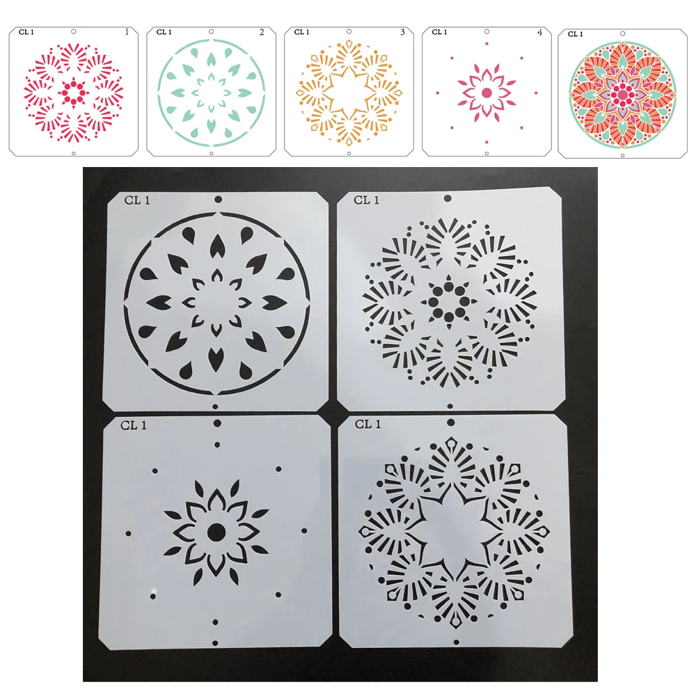 Layered Mandala Stencils Painting Templates for Scrapbook Tile Furniture Wall Home Decor Craft Draw Tracing Stencils