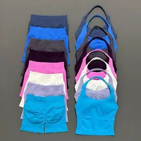 2 Pieces Shorts Yoga Set Women Backless Halter Tops High Waist Seamless Shorts Gym Suit Fitness Sportswear Workout Sets