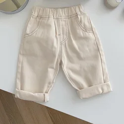 Unisex Children's Casual Denim Pants - Soft and Stylish Fashion Trousers - 5T (Beige)