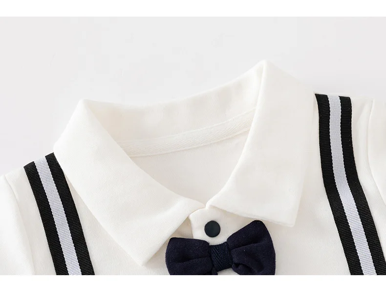Summer Baby Boy Gentleman Romper With Bowtie Vintage  Baby Clothes Bear Cartoon Jumpsuit Birthday Party Photography Outfit 4