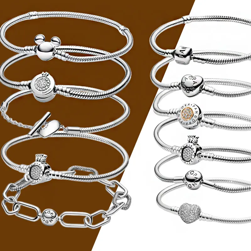 

Hot selling 2024 Snake Chain Bracelet Suitable for Pandora Original Designer Ladies Charm DIY Jewelry Bracelet Gifts