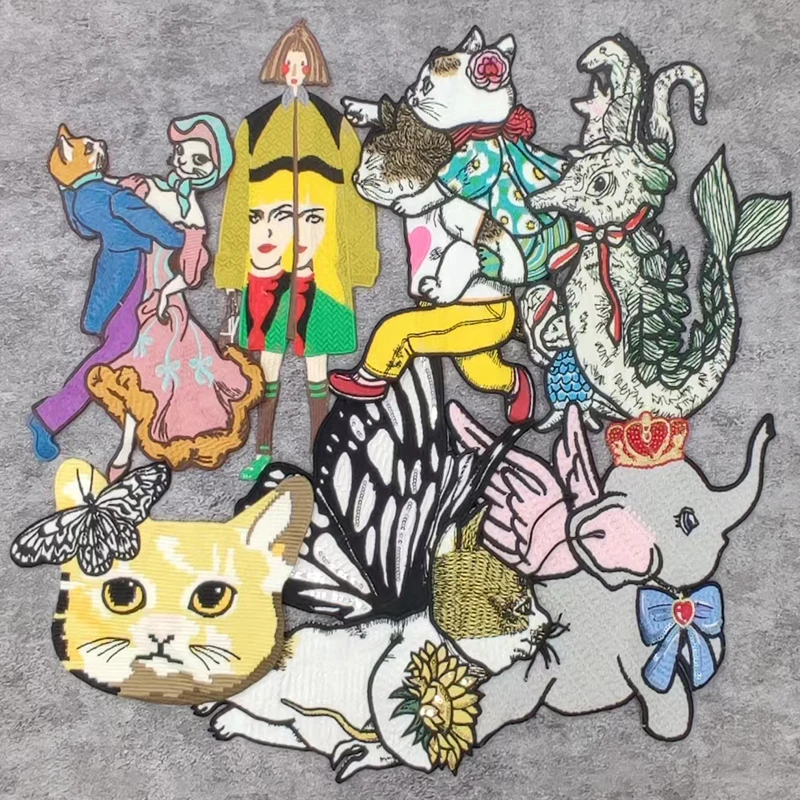 

Cute Cats Fish Elephant Animal Embroidered Appliques DIY Sew on For Clothing Skirt T-shirt Cartoon Girl Decoration Accessory