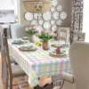Spring Watercolor Buffalo Plaid Rectangle Tablecloth Wedding Party Decor Kitchen Dining Waterproof Table Cloths Home Decorations 2