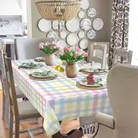 Spring Watercolor Buffalo Plaid Rectangle Tablecloth Wedding Party Decor Kitchen Dining Waterproof Table Cloths Home Decorations 2