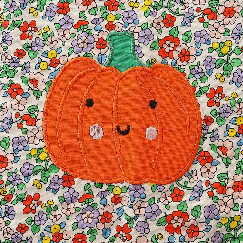 2025 Autumn Clothing for Girls Kids Clothes Long Sleeves Cotton Clothes Flowers Pumpkin Halloween Dress Cotton