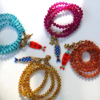 Collier de perles colorées élégant et accrocheur, accessoire de mode estival, style bohème, avec pendentif poisson tricoté à la main 6