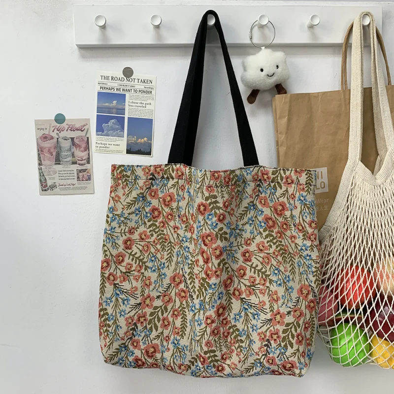 Large Capacity Monet Inspired Blue Sunflower Oil Painting Fashion Shoulder Bag for Office Commute and College Students