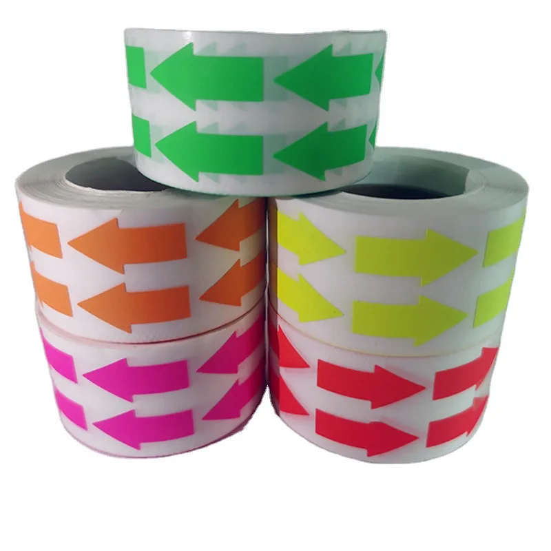 1000pcs/roll Fluorescent Arrow Sticker Paper Bright Color Labels Self-adhesive Arrow Seal Warning Sticker Label 1.5x3cm