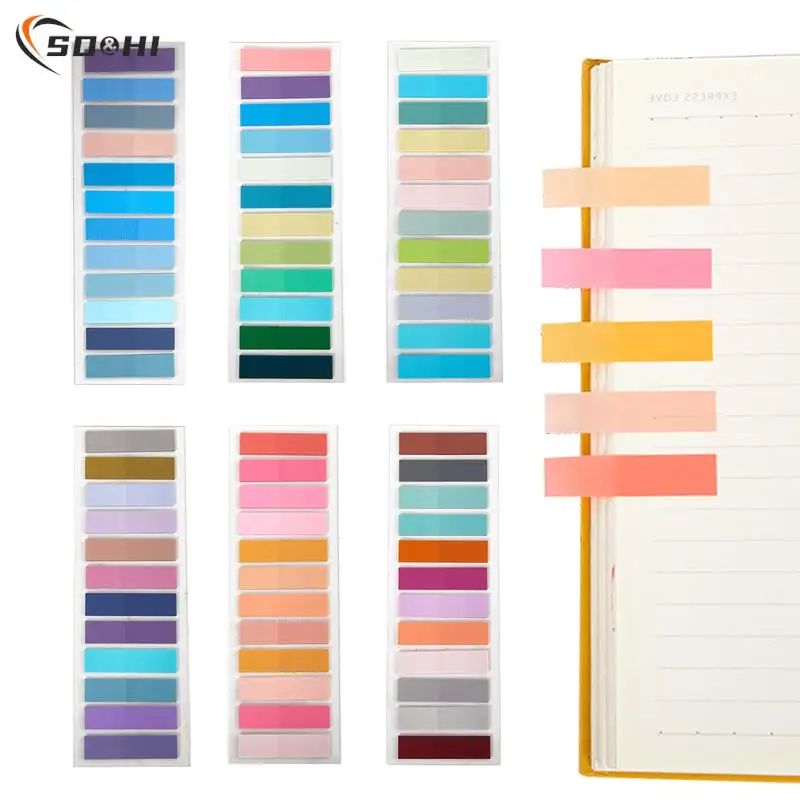

1set Transparent Fluorescent Index Tabs PET Sticky Note For Page Marker Planner Stickers Office School Students Supplies