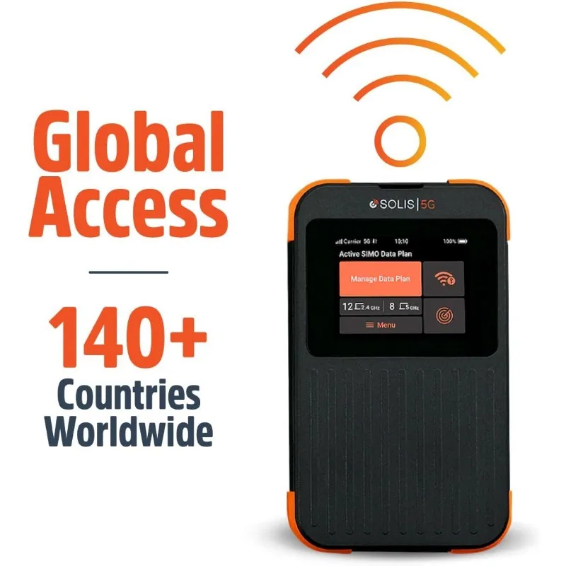 Solis 5G WiFi Mobile Hotspot Device, Portable WiFi for Travel in 140+ Countries, No SIM Card or Contract