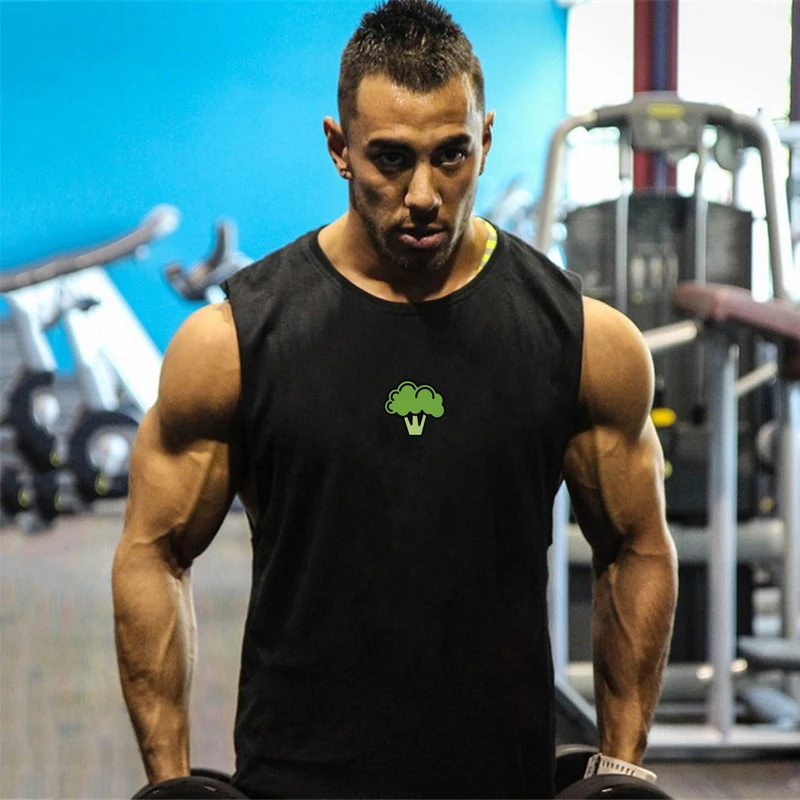 

Broccoli Elements Printing Gym Clothing Mens Cotton Bodybuilding Stringer Tank Top Men Fitness Sleeveless Vest Workout Singlets