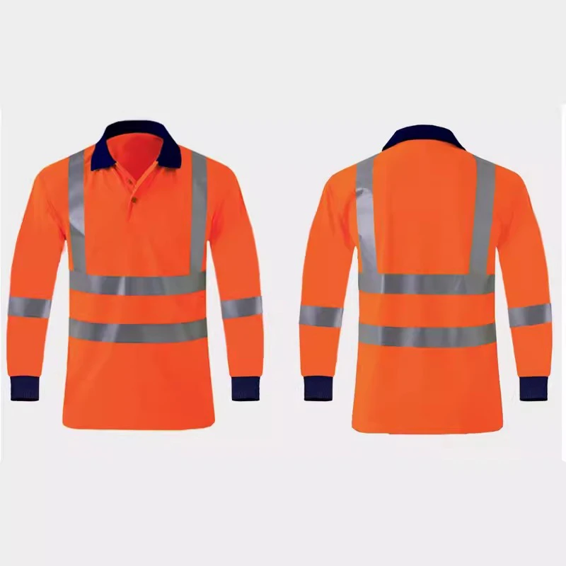 FONIRRA Chemise de sécurité réfléchissante haute visibilité pour homme avec poche ANSI classe 2 haute visibilité T-shirt de travail à manches longues, Bleu, TT-Grand