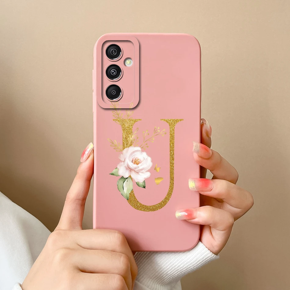 Elegant Rose Letter Soft Silicone Camera Protector Phone Case - Simple Liquid Silicone Back Cover in Rose