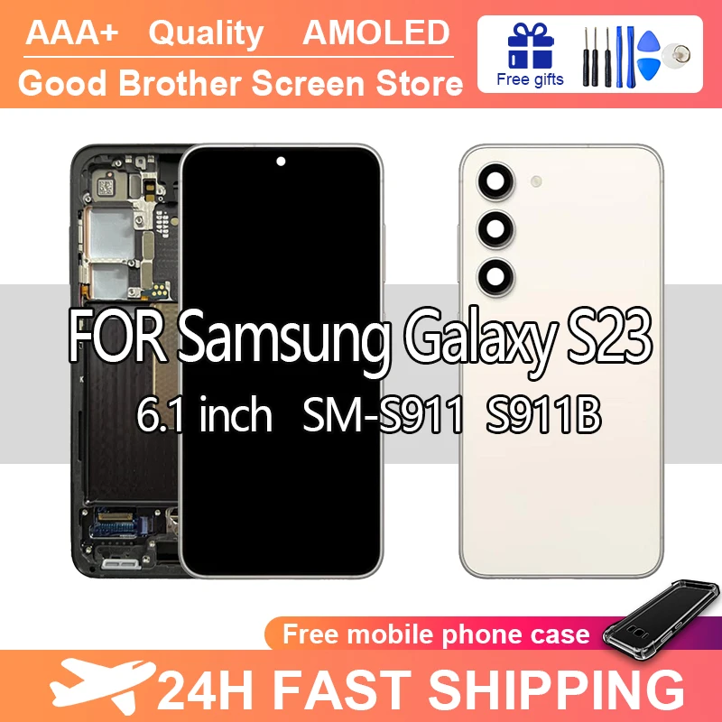 

Super Amoled 6.1inch S23 For Samsung Galaxy S23 5g Lcd No Defects S911 S911b S911u Display Touch Screen Assembly Free Back Cover