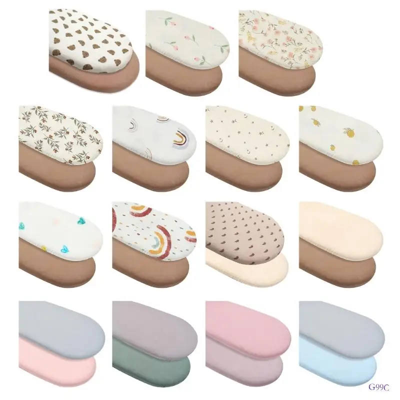 G99C Set of 2pcs Baby Fitted Sheets Soft & Breathable Pram Sheet Cover Removable Case